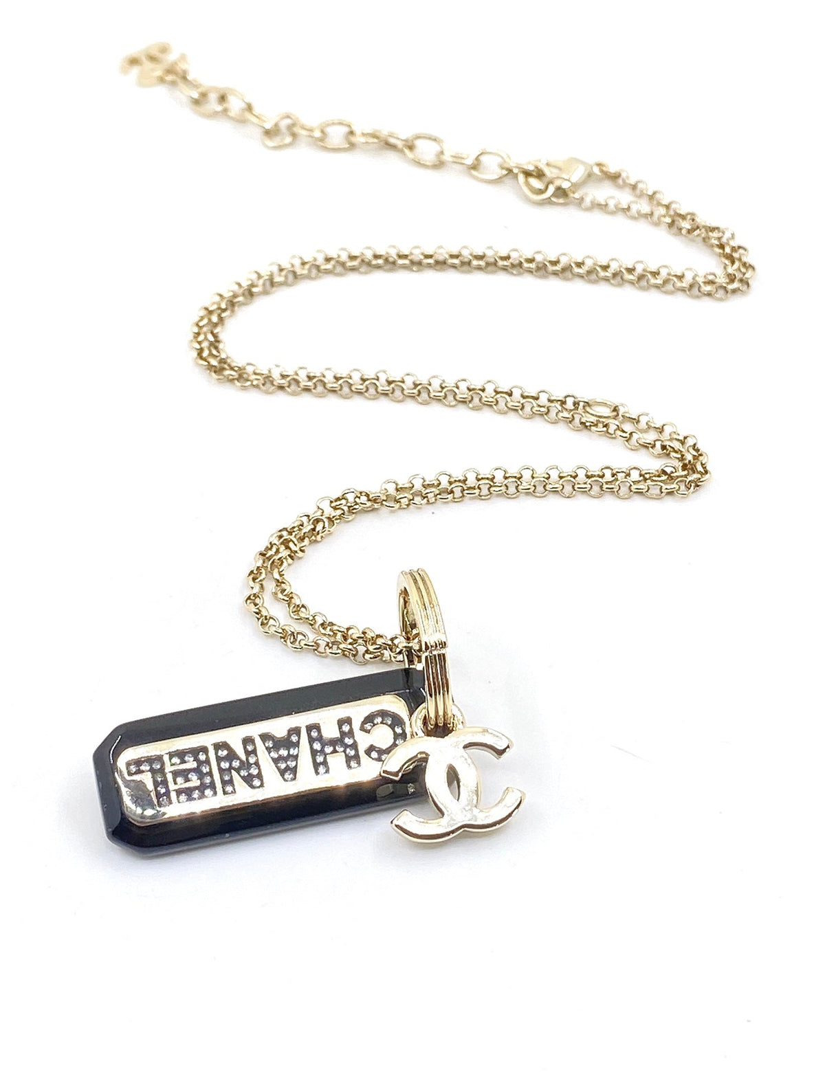 18K Chanel Black Plate Chain Necklace