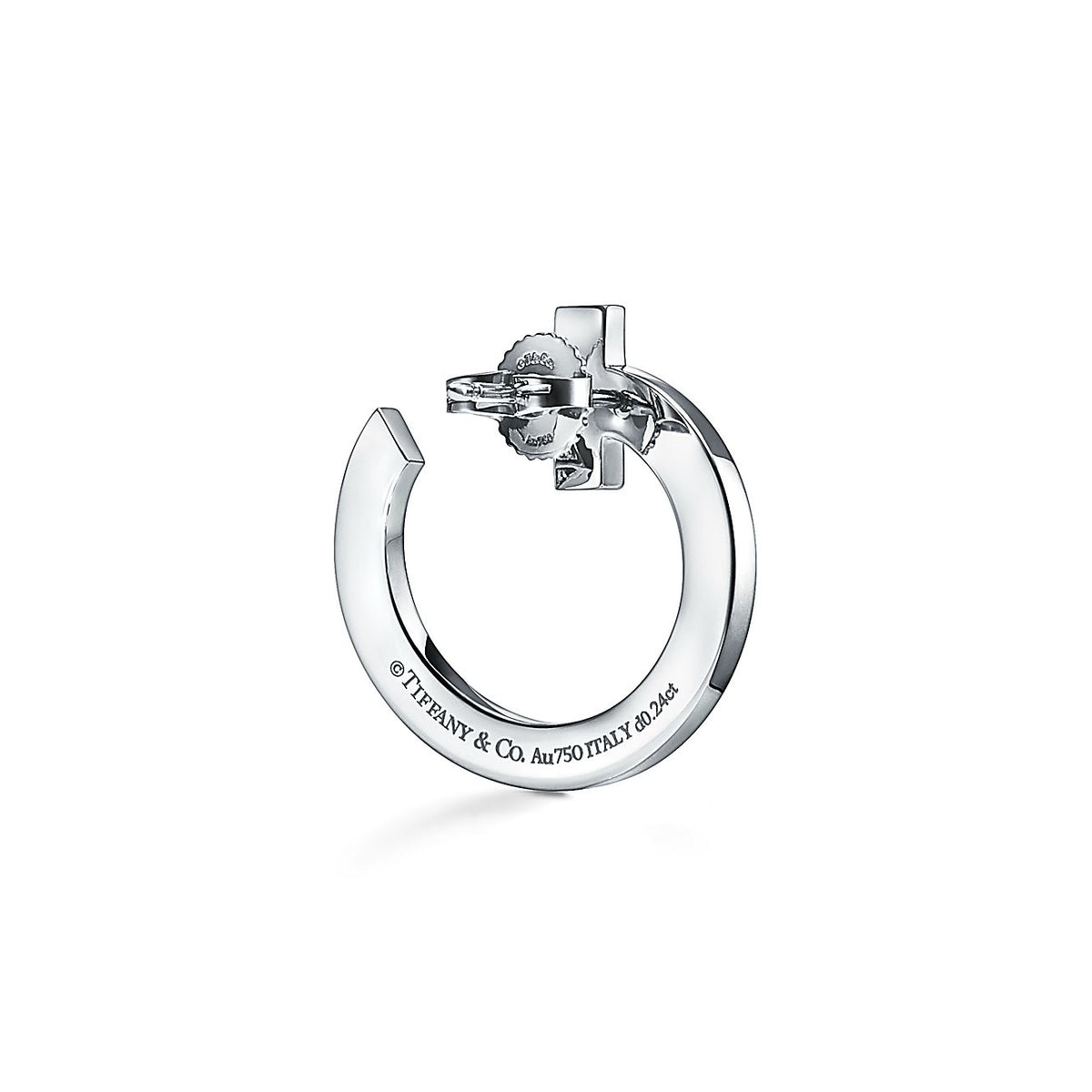 18K Tiffany T1 Open Hoop White Gold Earrings