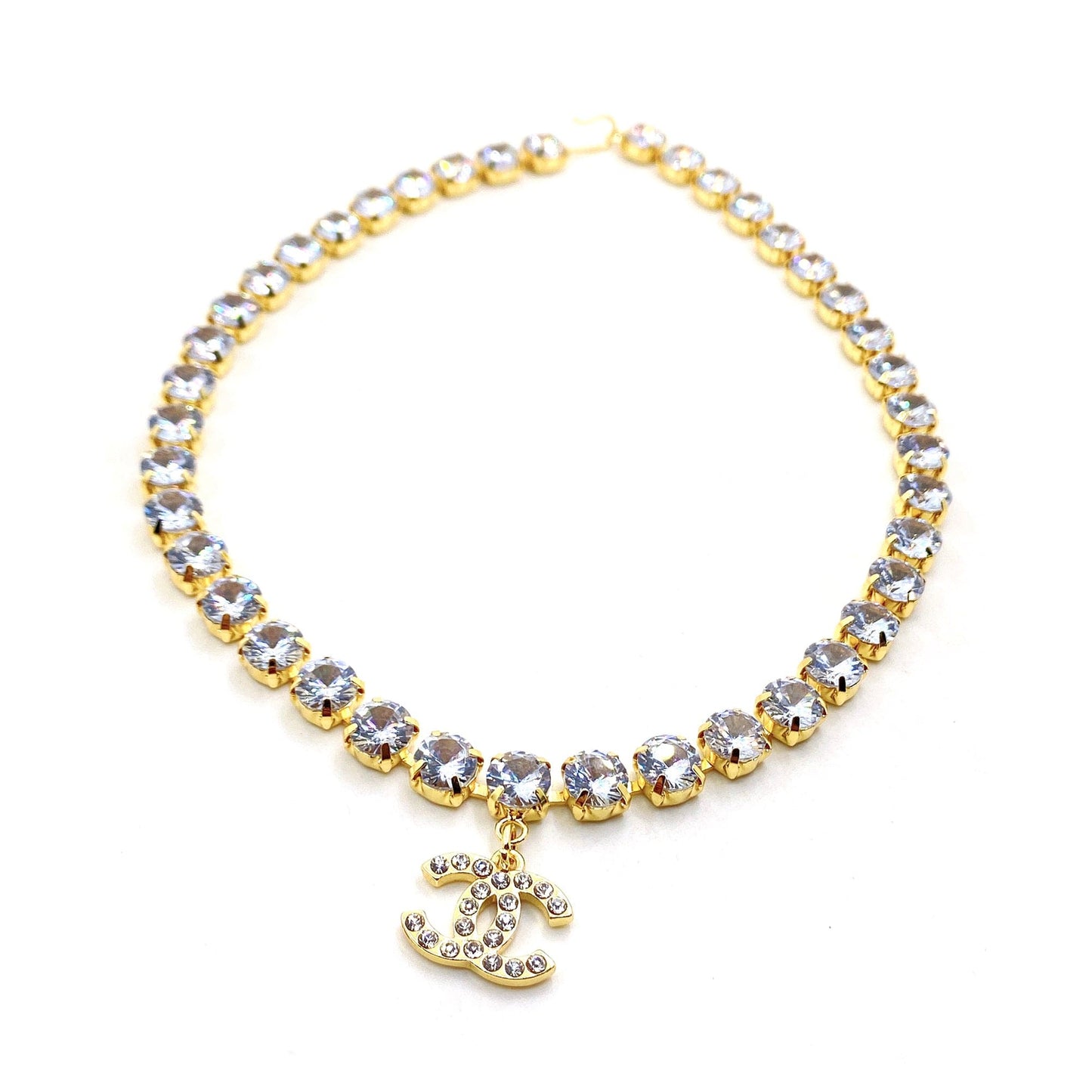 18K  Chanel Crystals Chain Necklace