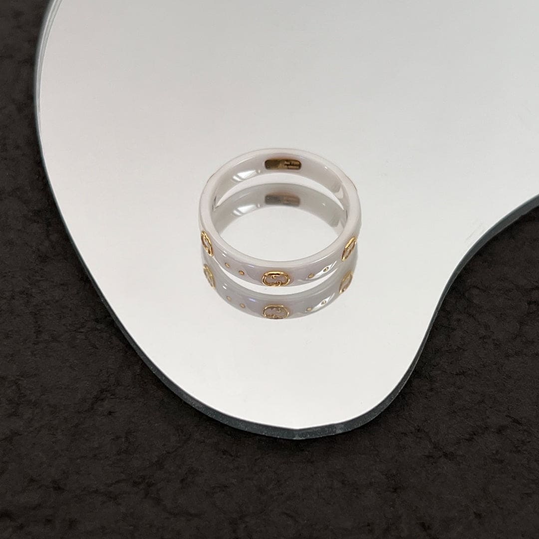 18K Double Gucci Icon White Zirconia Ring