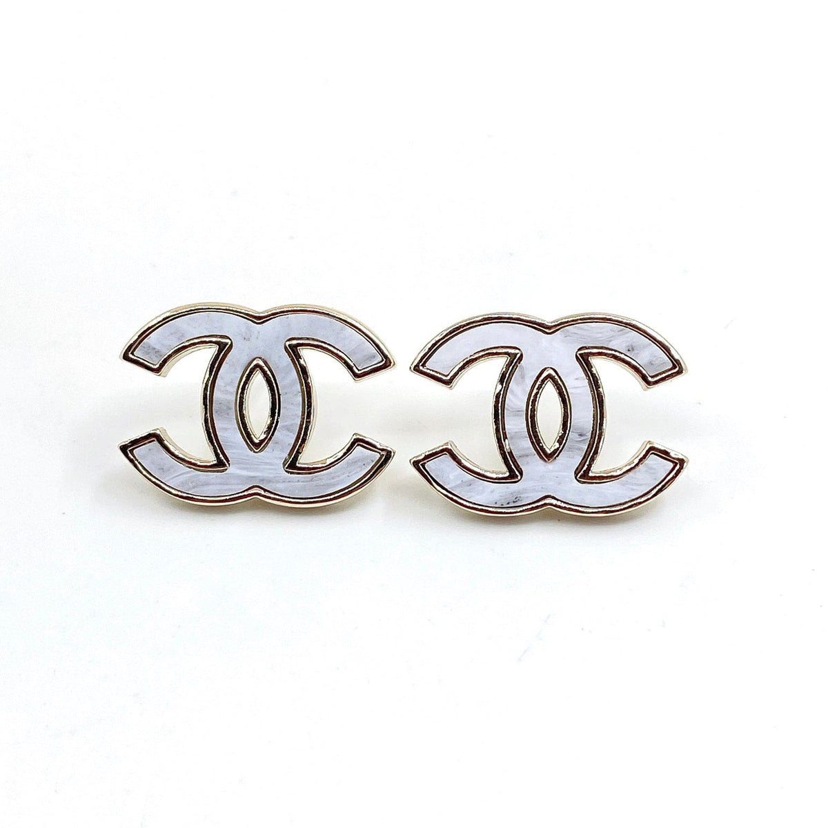 18K  Chanel Marble Earrings
