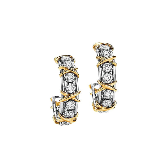 18K Tiffany Schlumberger Twenty Stone Hoop Earrings