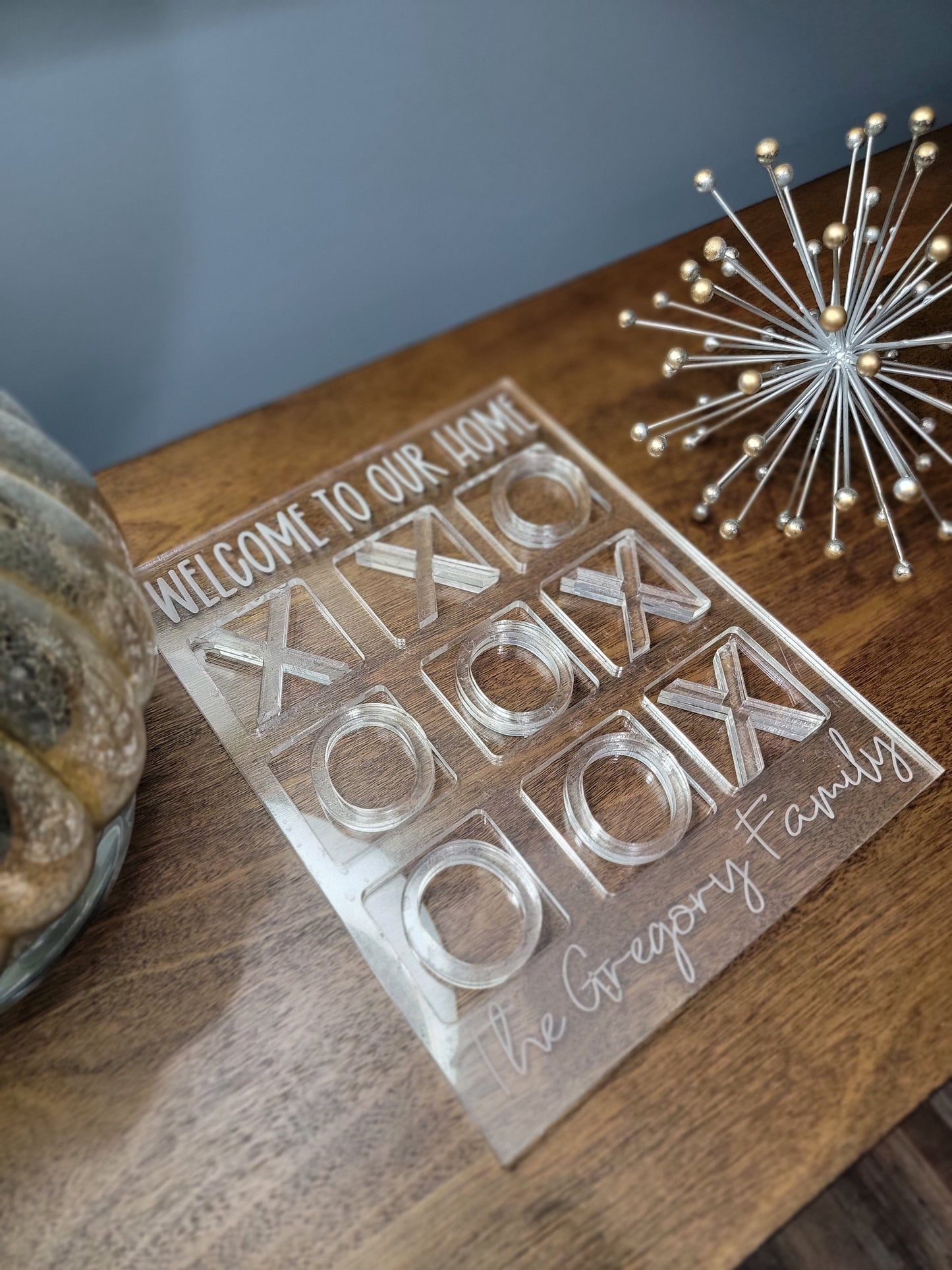Personalized Custom Wording Coffee Table Family Tic Tac Toe