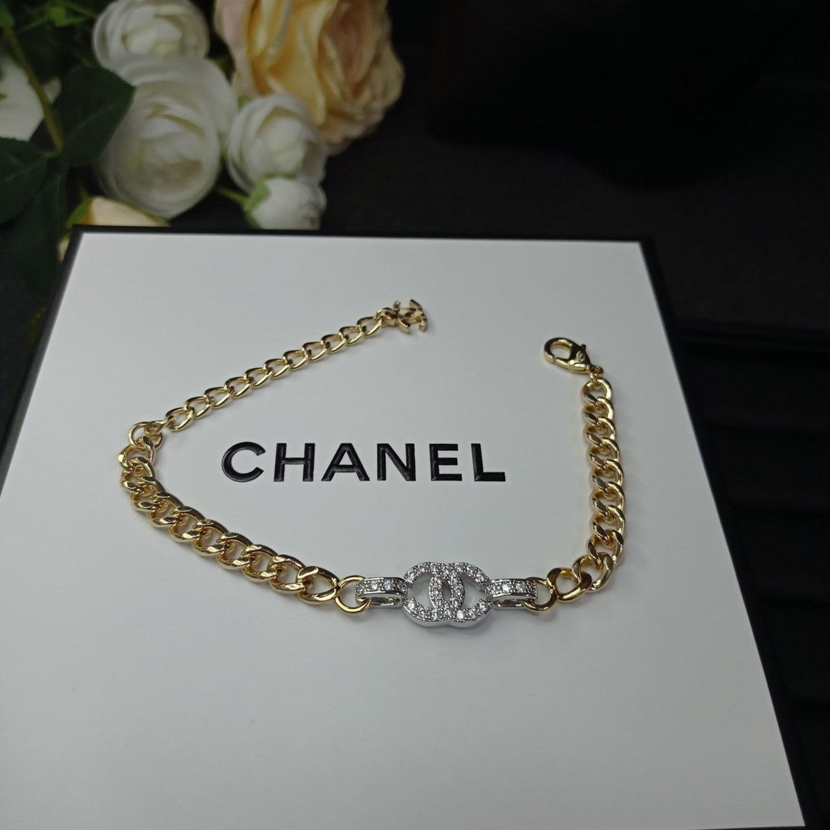 18K  Chanel Diamond Chain Bracelet