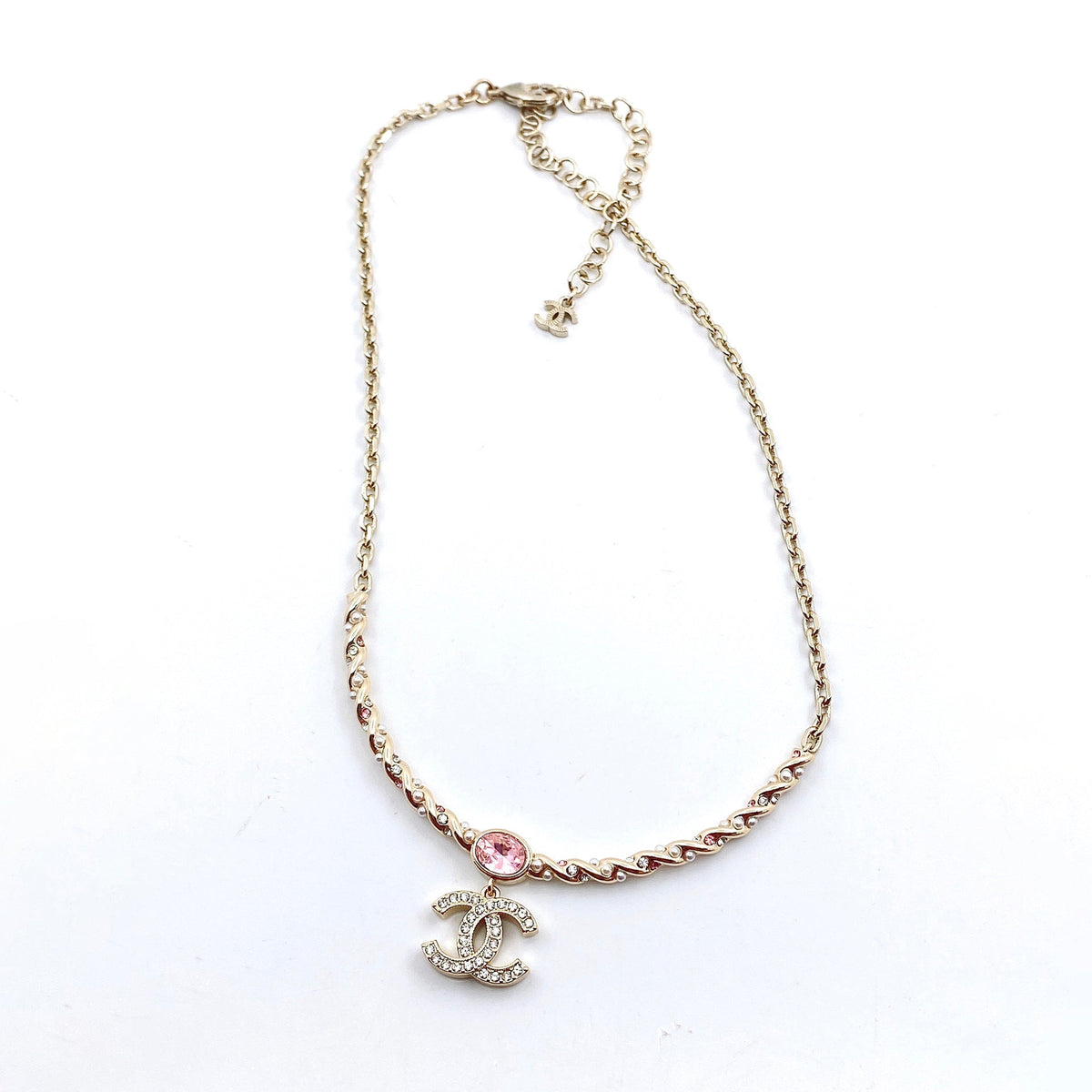 18K  Chanel Pink Crystal Necklace