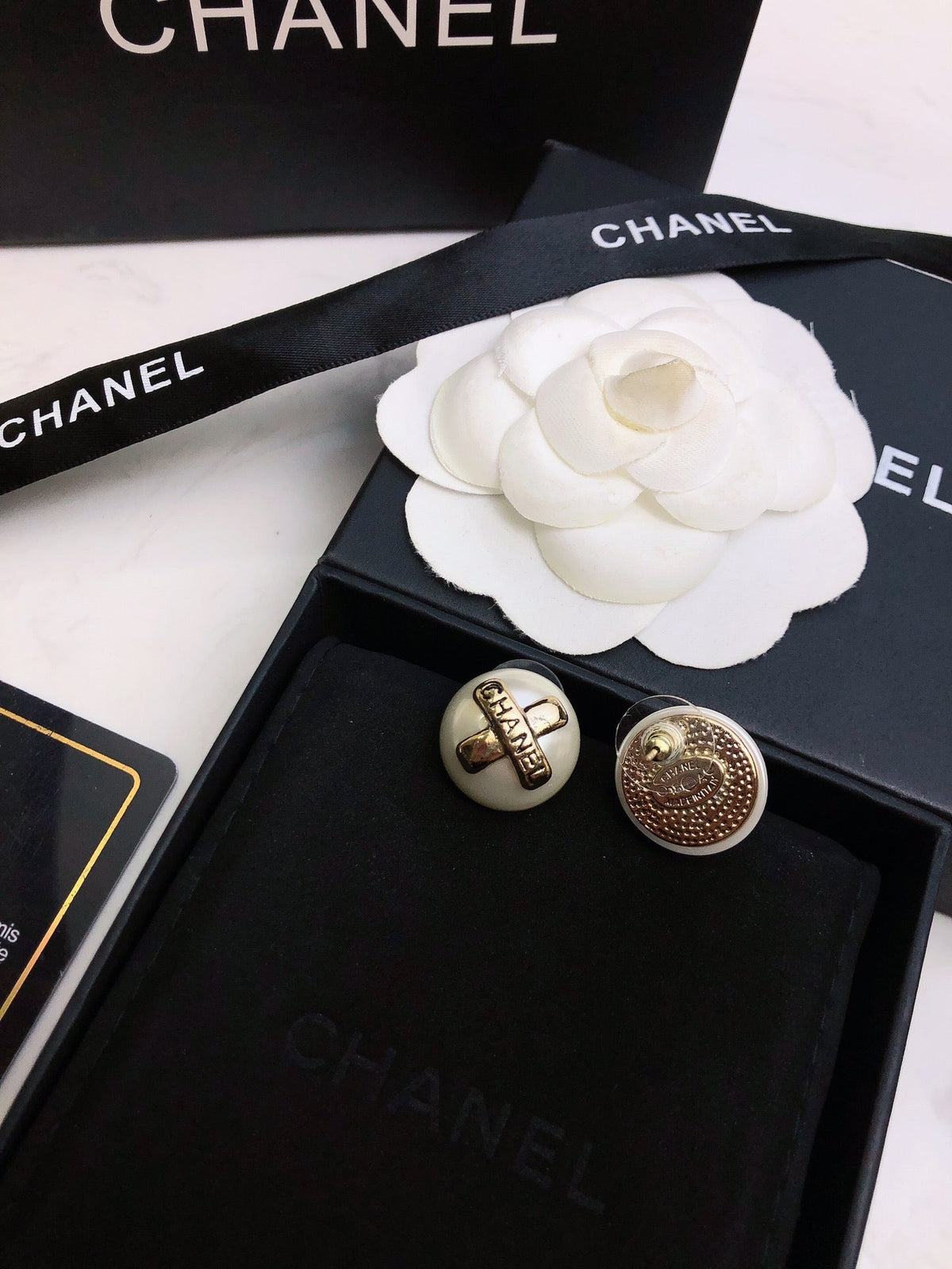 18K  Chanel Pearl Earrings