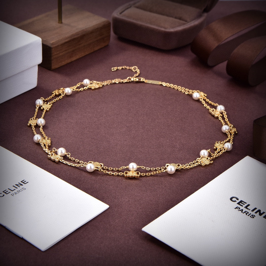 18K Celine Pearl Double Necklace
