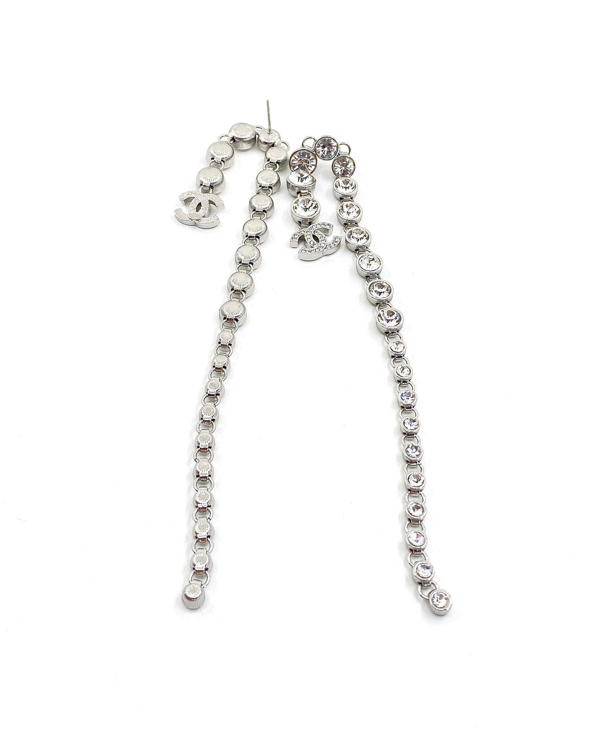 18K  Chanel Long Crystal Earrings
