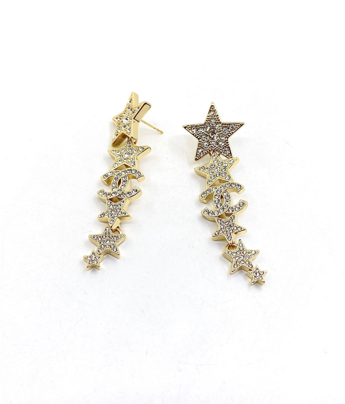 18K  Chanel Star Diamonds Pendant Earrings