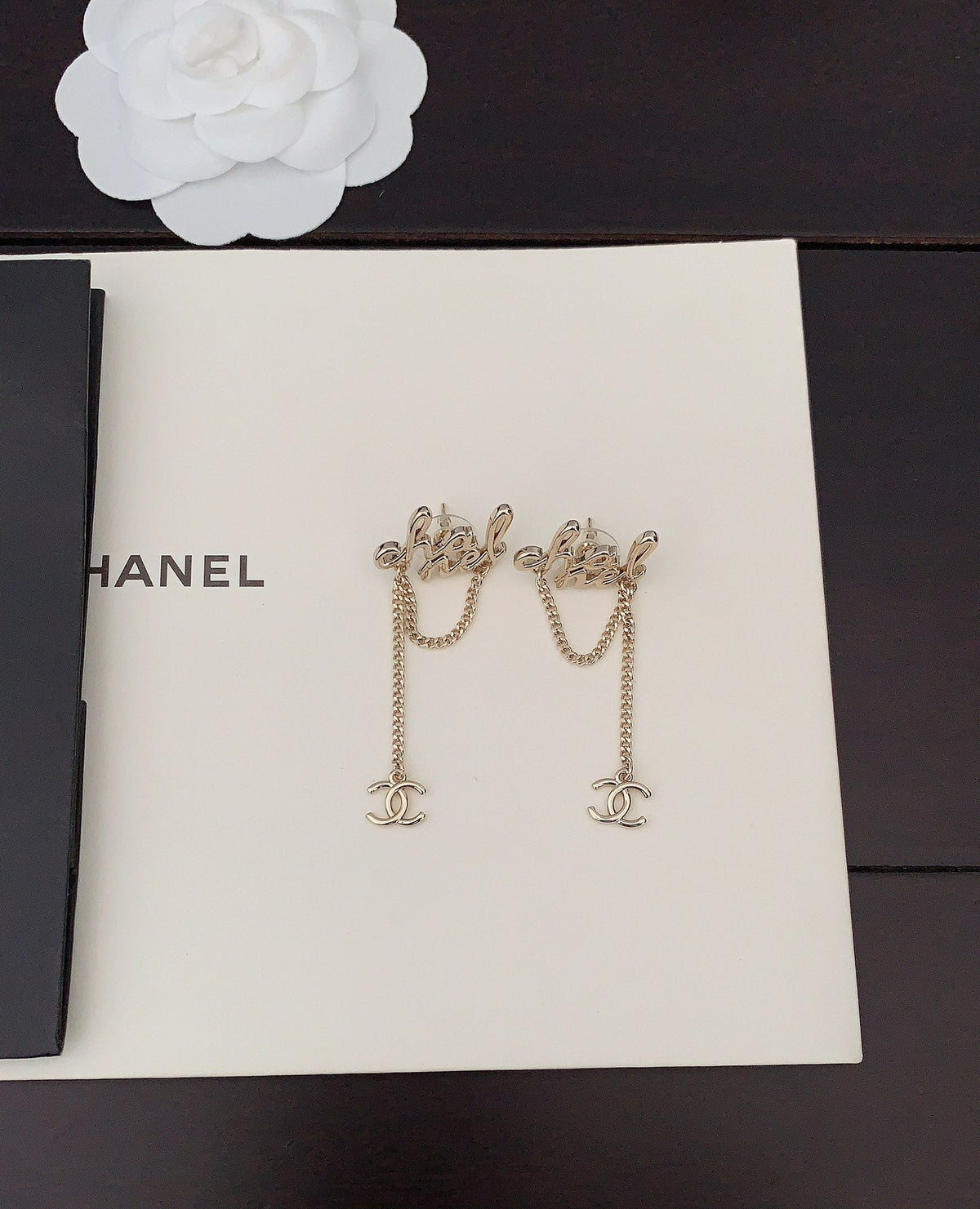 18K  Chanel Letter Earrings