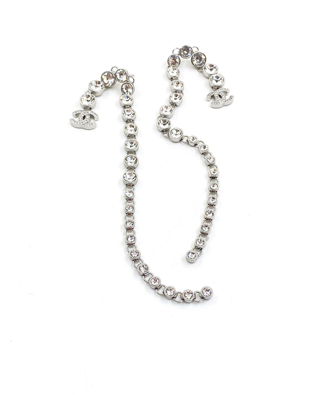 18K  Chanel Long Crystal Earrings