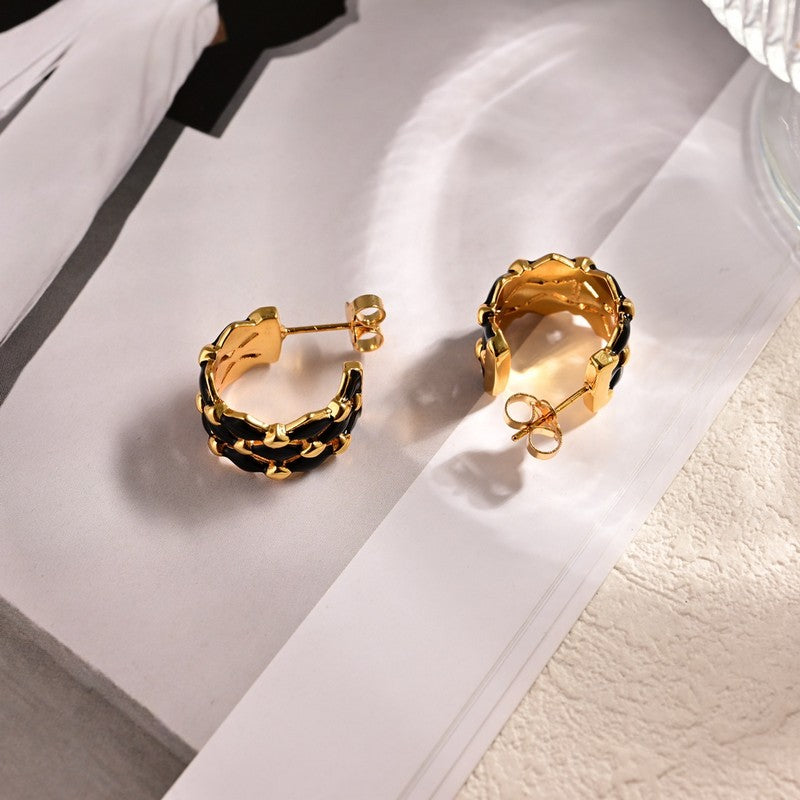 18K Louis Vuitton Leather Earrings