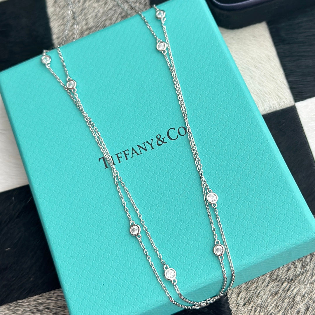 18K Tiffany Elsa Peretti Diamonds By The Yard Necklace