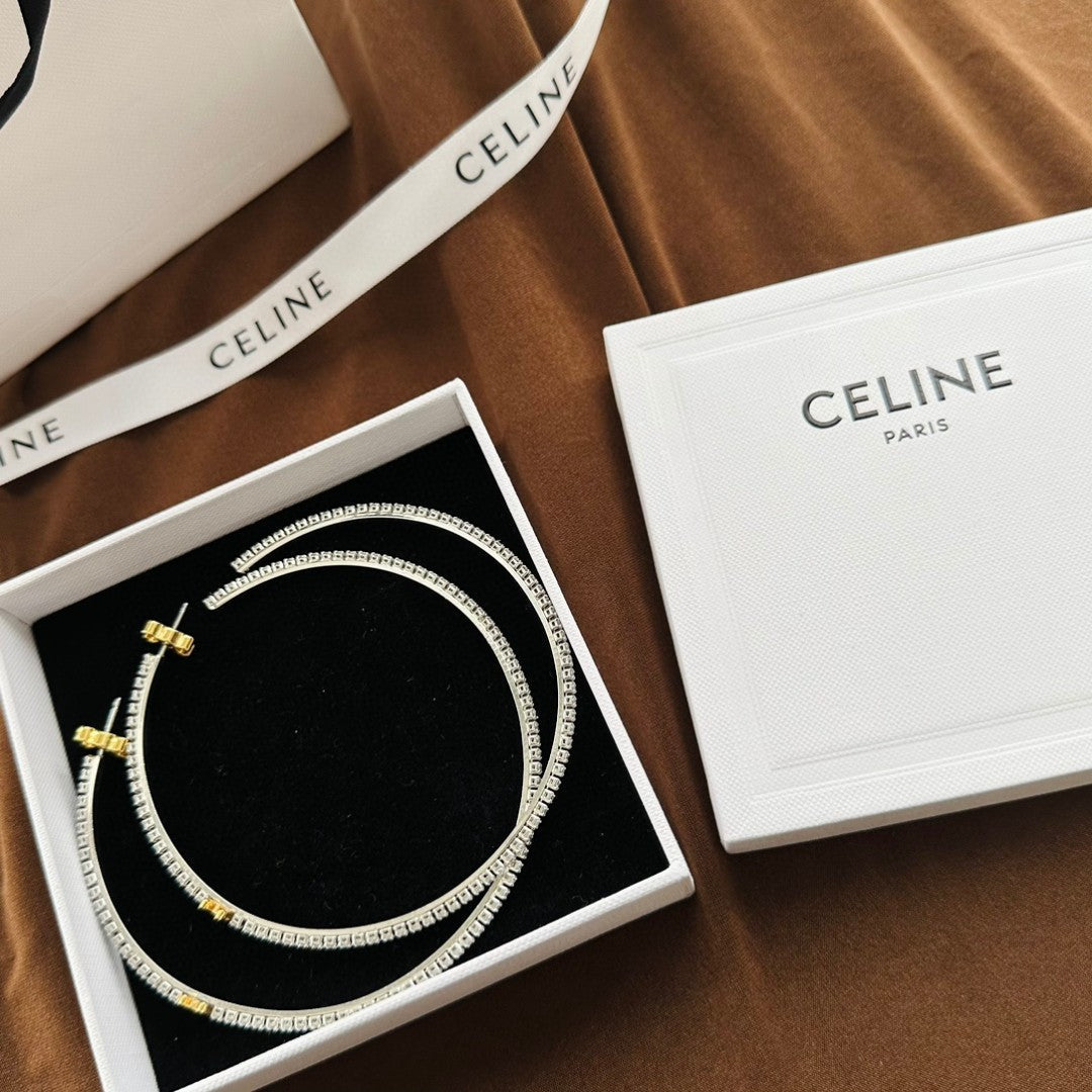18K Celine Gourmette Crystals Earring