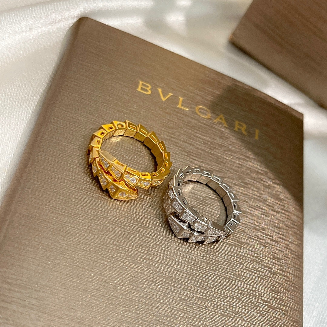 18K BVLGARI Serpenti Viper Pave Diamond Ring