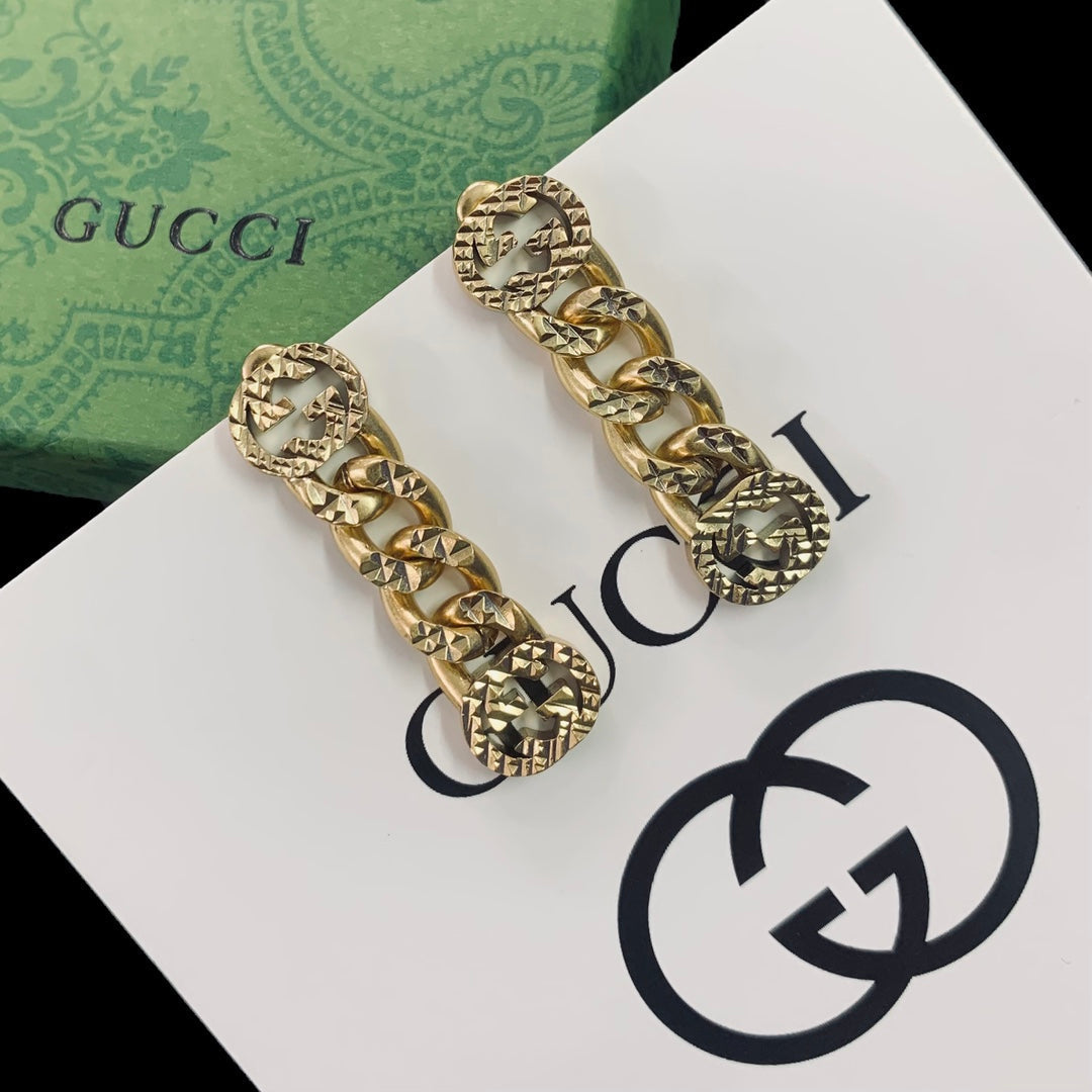 18K Double Gucci Chain Earrings